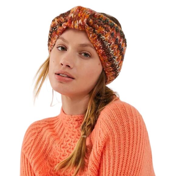 Anthropologie Marisela Shimmer Ear Warmer Cozy Knit Turban Headband Ski Snow - Picture 1 of 7